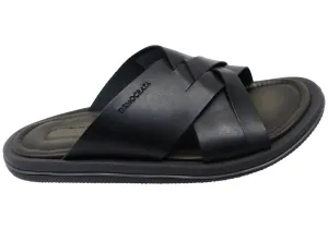 Democrata Pauly Herren Leder Bequeme Slide Sandalen Hergestellt in Brasilien Democrata Schuhe