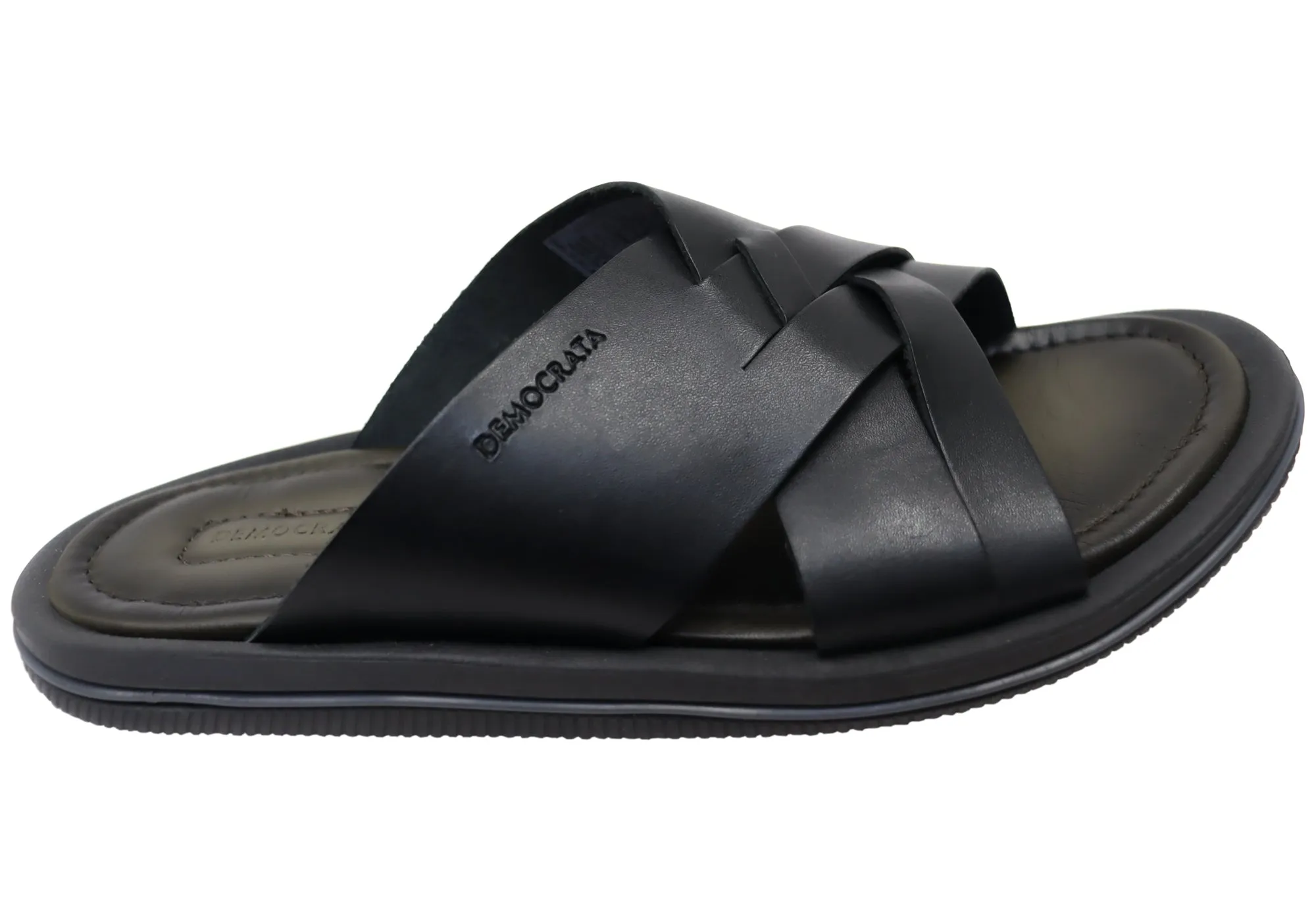 Democrata Pauly Herren Leder Bequeme Slide Sandalen Hergestellt in Brasilien Democrata Schuhe