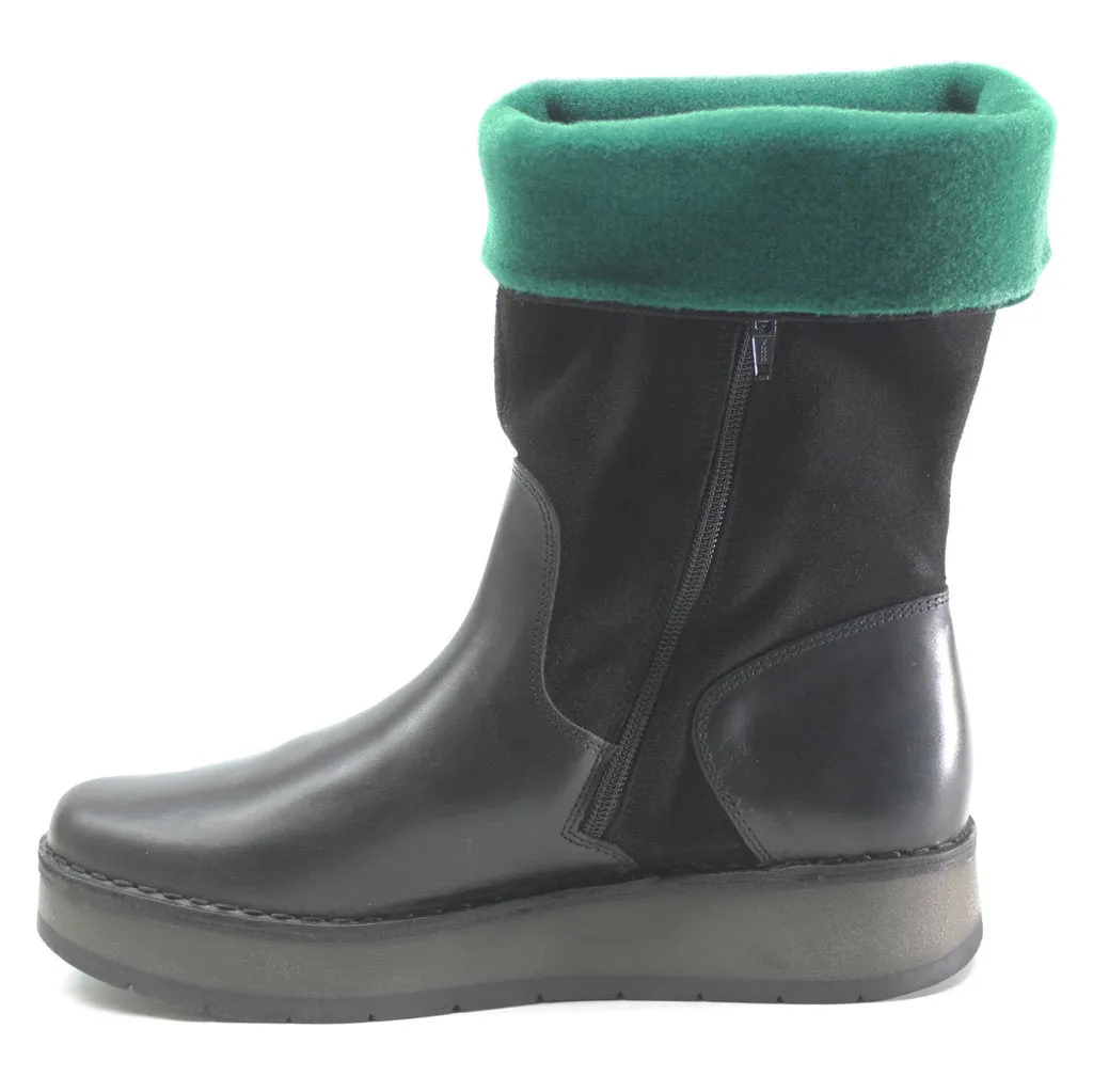 Fly London Rula083Fly Leder Stiefel mit Reißverschluss für Damen, mittlere Schafthöhe