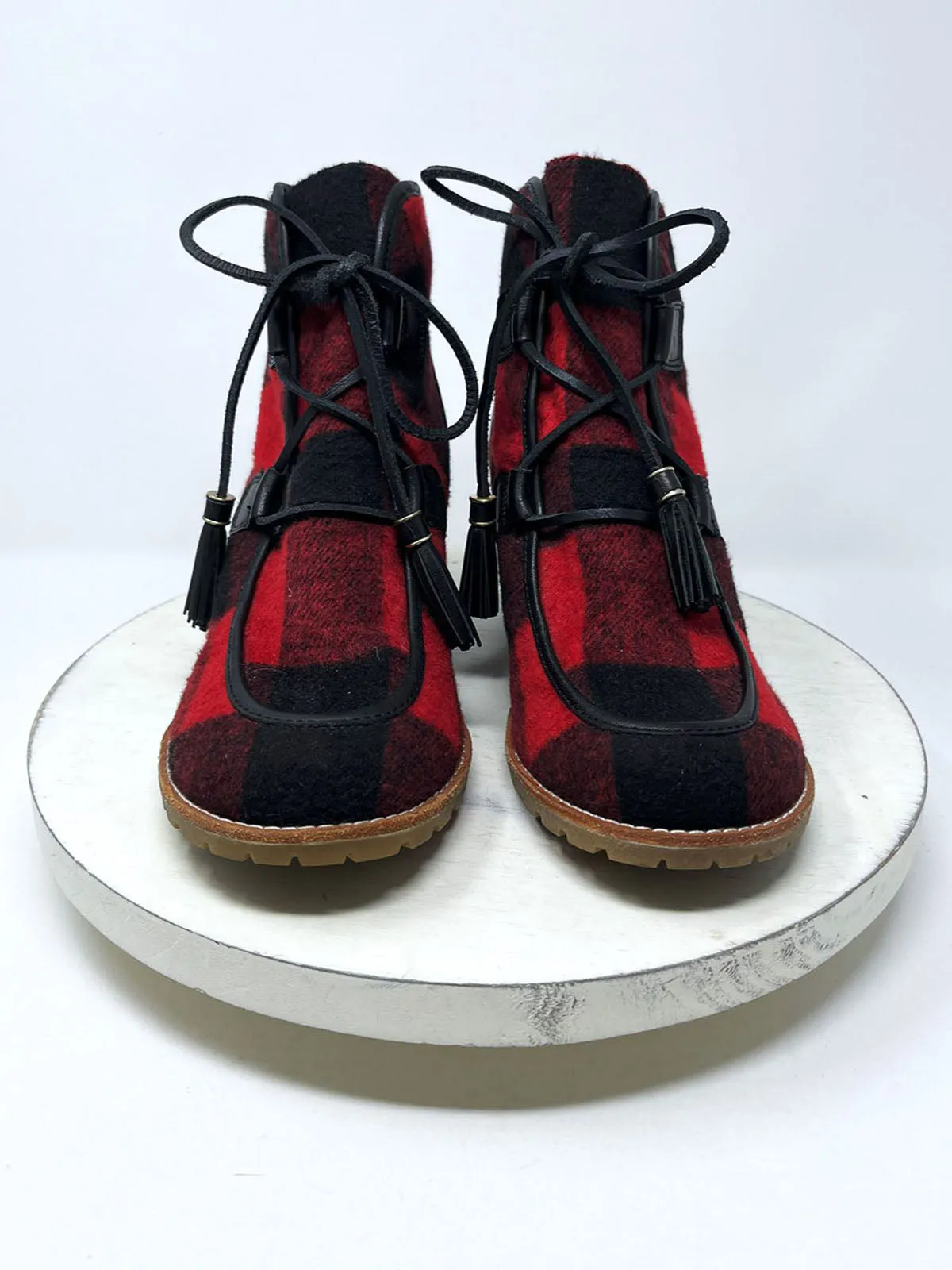 G.H. Bass & Co. Größe 9,5 Stiefel in Schwarz-Rotem Karomuster
