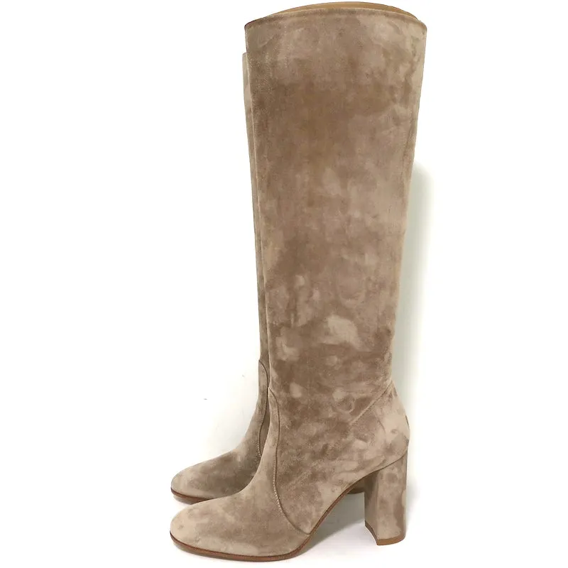 Gianvito Rossi Glen 85 Stiefel im Kniestiefel-Design Beige Wildleder Größe 36 NEU