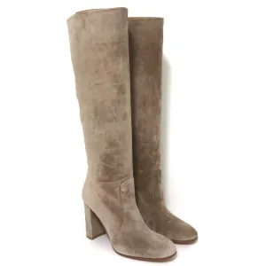 Gianvito Rossi Glen 85 Stiefel im Kniestiefel-Design Beige Wildleder Größe 36 NEU