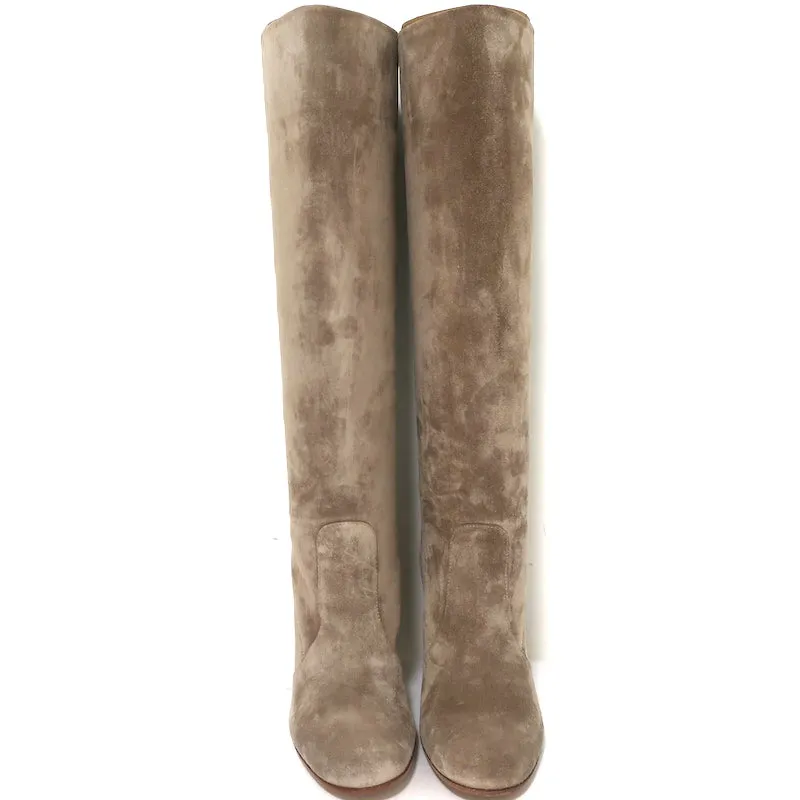 Gianvito Rossi Glen 85 Stiefel im Kniestiefel-Design Beige Wildleder Größe 36 NEU