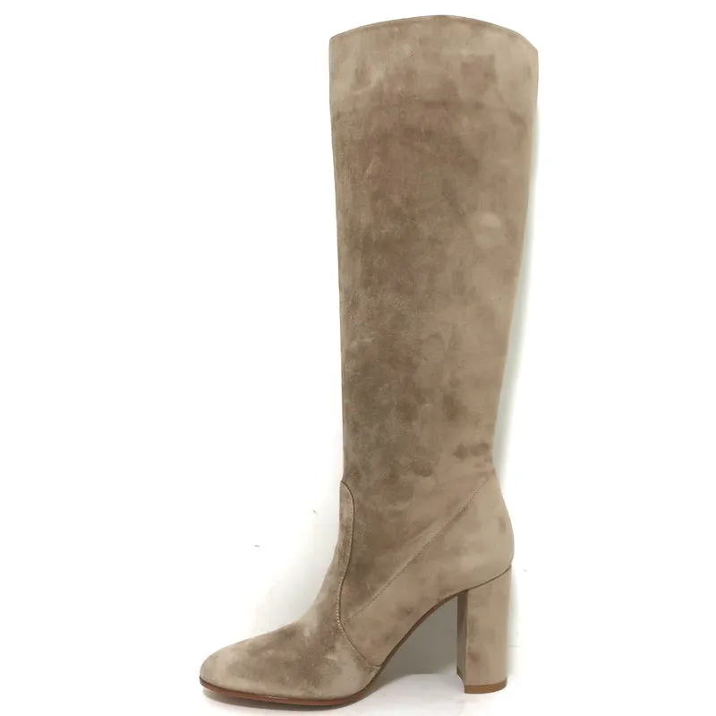 Gianvito Rossi Glen 85 Stiefel im Kniestiefel-Design Beige Wildleder Größe 36 NEU