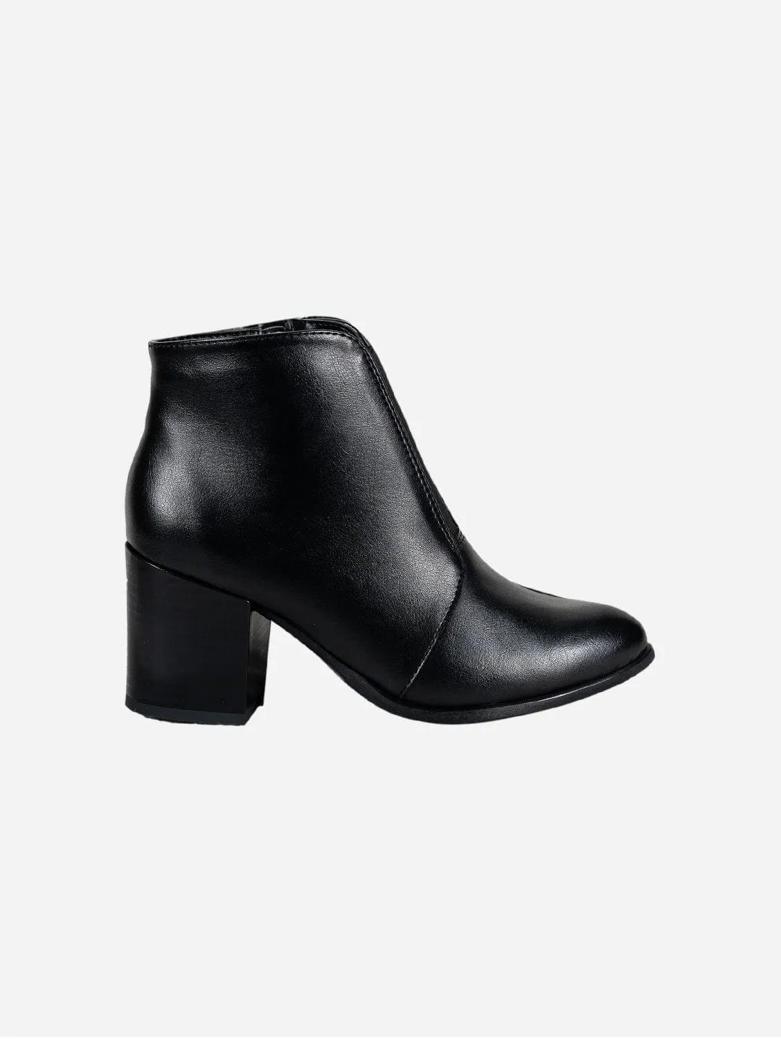 Hana Vegan Leder Stiefeletten mit Absatz | Schwarz