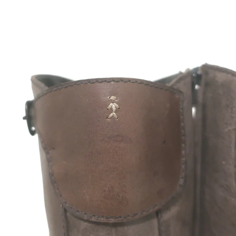 Henry Beguelin Kniestiefel Reitstiefel Braun Vintage-Leder Größe 38