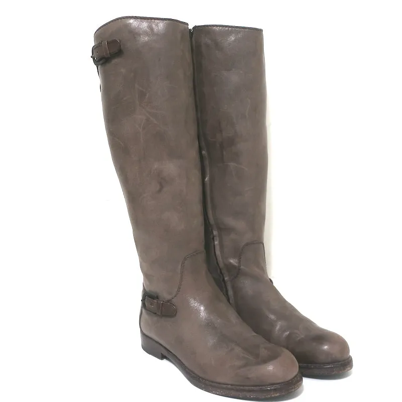 Henry Beguelin Kniestiefel Reitstiefel Braun Vintage-Leder Größe 38