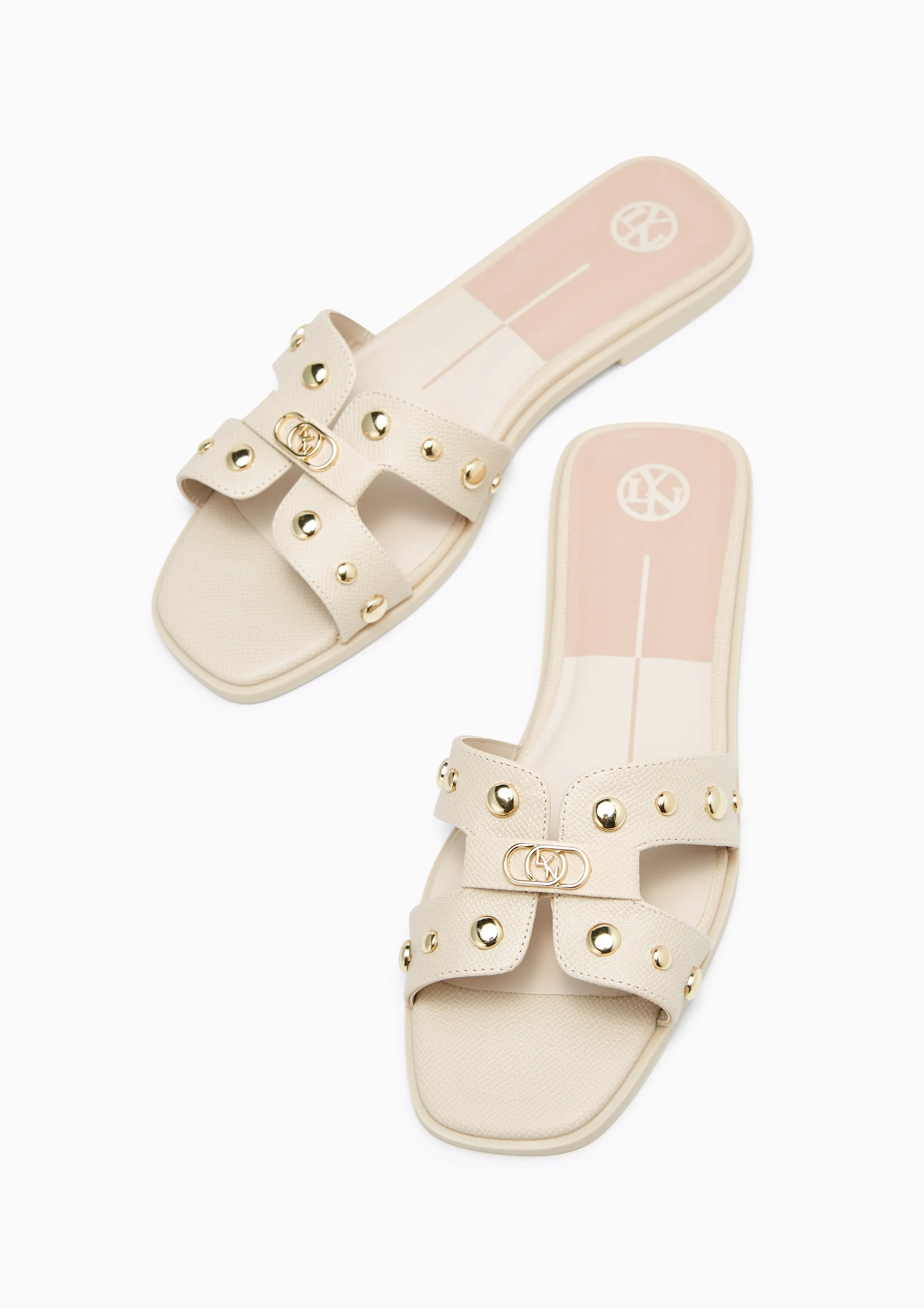 Hey Studs Sandalen Elfenbein