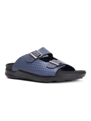Hitz Herren Sandalen aus blauem Leder mit offener Spitze