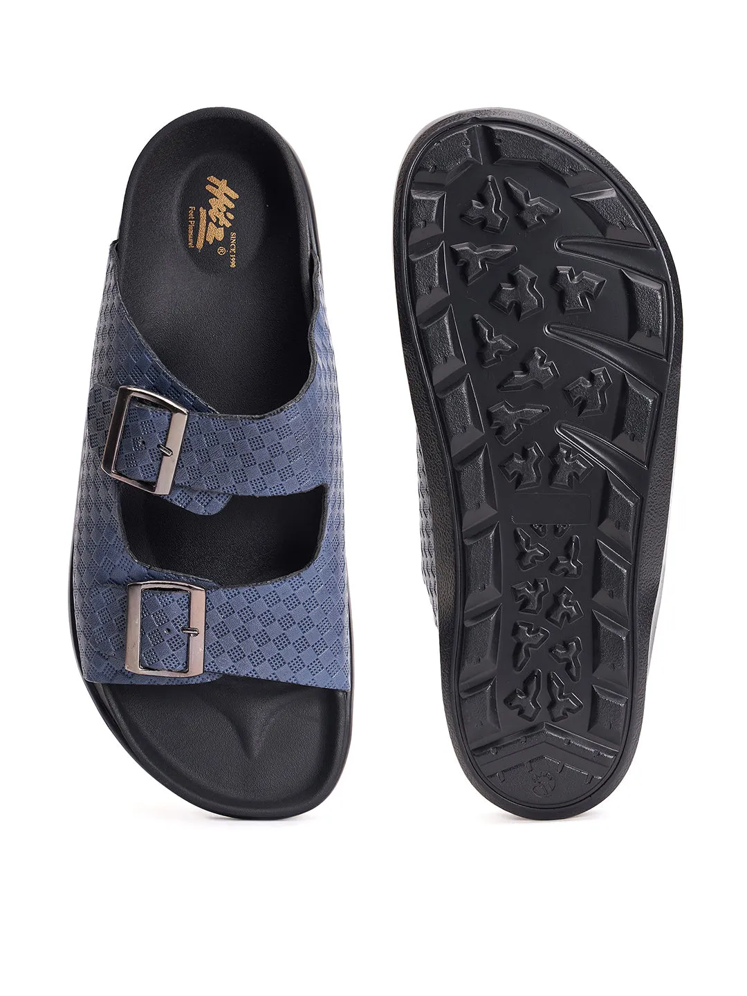 Hitz Herren Sandalen aus blauem Leder mit offener Spitze