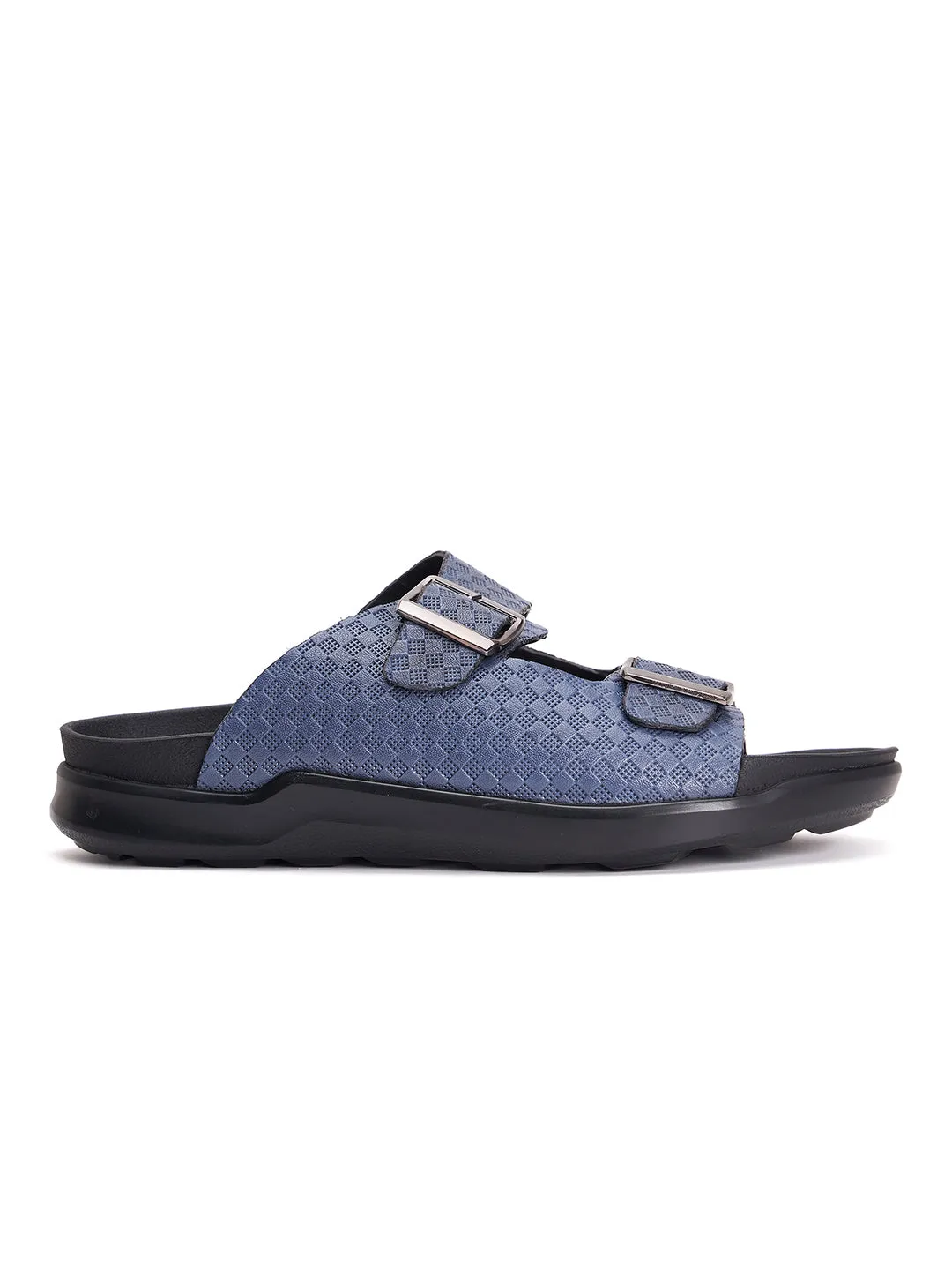 Hitz Herren Sandalen aus blauem Leder mit offener Spitze
