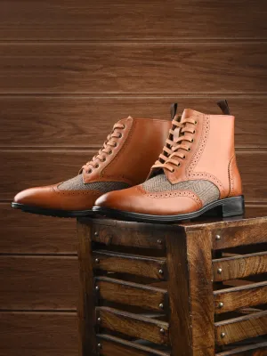 Hitz Herren Leder Schnürstiefel in Braun