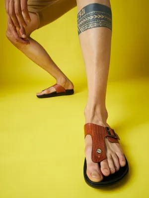 Hitz Herren Sandalen aus Leder in Natur mit offener Spitze