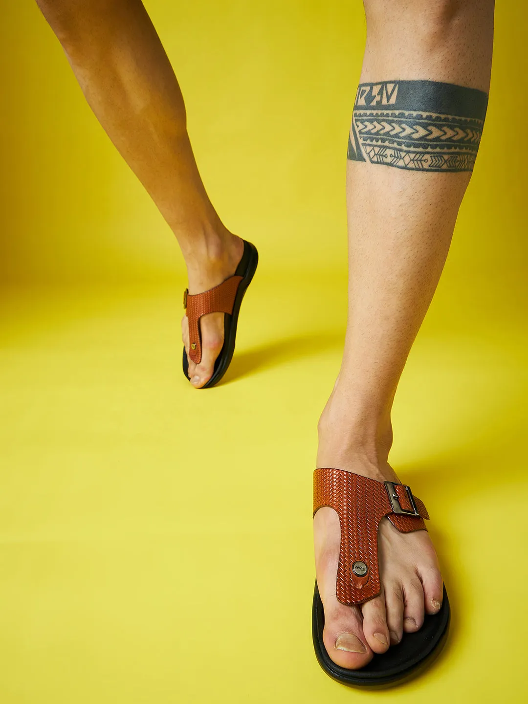 Hitz Herren Sandalen aus Leder in Natur mit offener Spitze