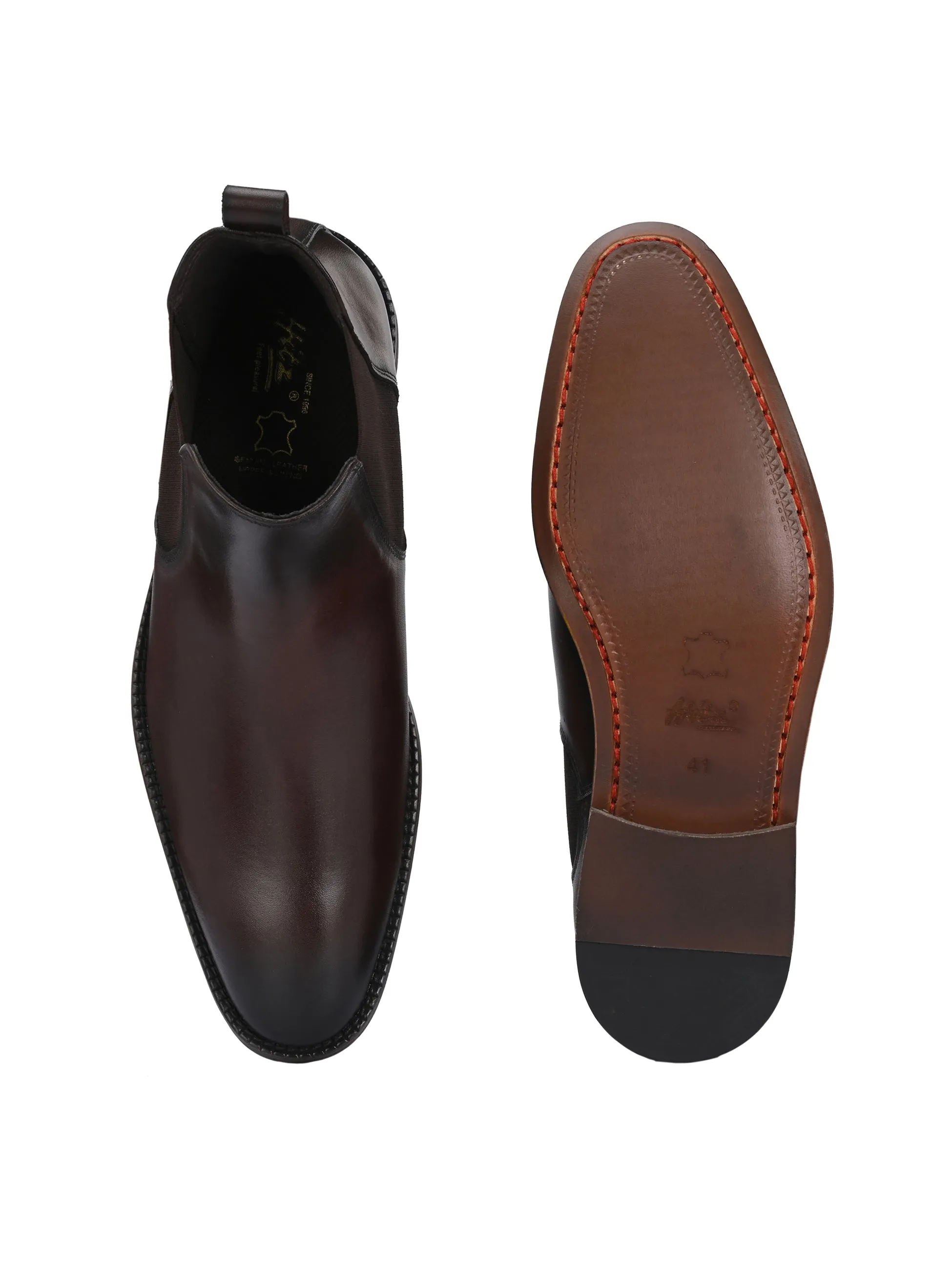 HITZ7121 Herren Chelsea Boots aus braunem Leder für lässige Anlässe