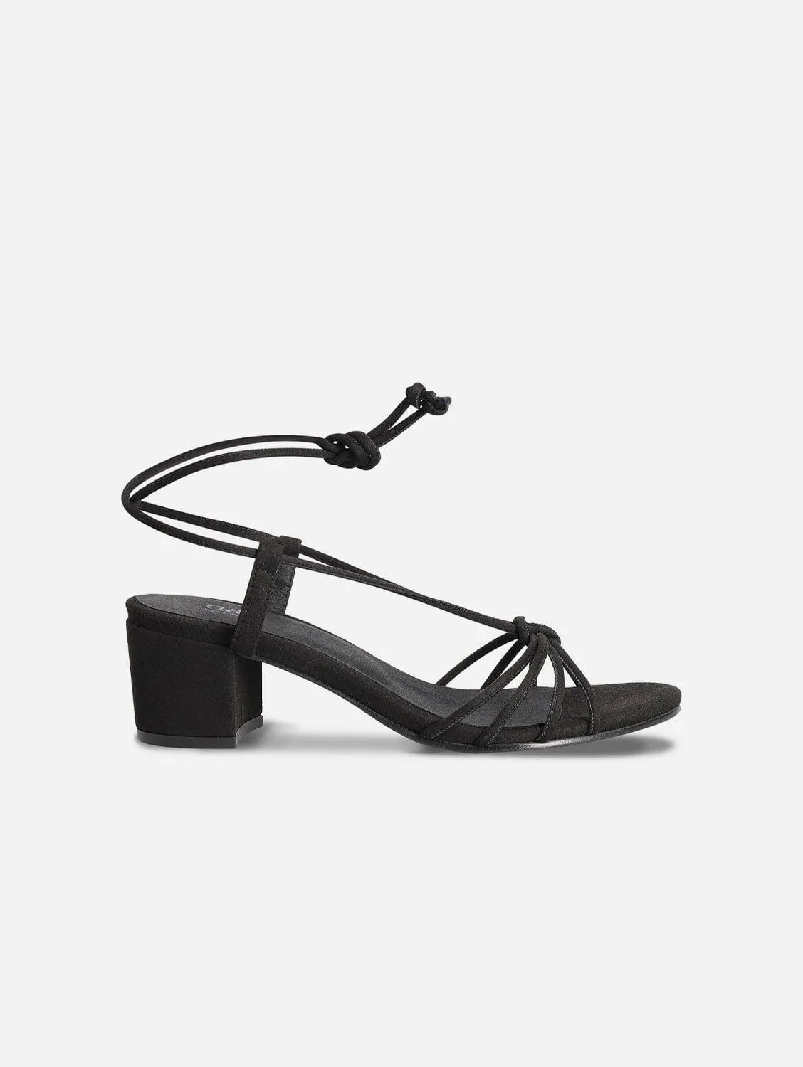 Holly Vegan Wildleder High-Heel Knöchelriemchen Sandalen | Schwarz