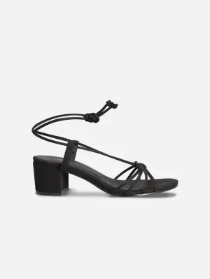 Holly Vegan Wildleder High-Heel Knöchelriemchen Sandalen | Schwarz