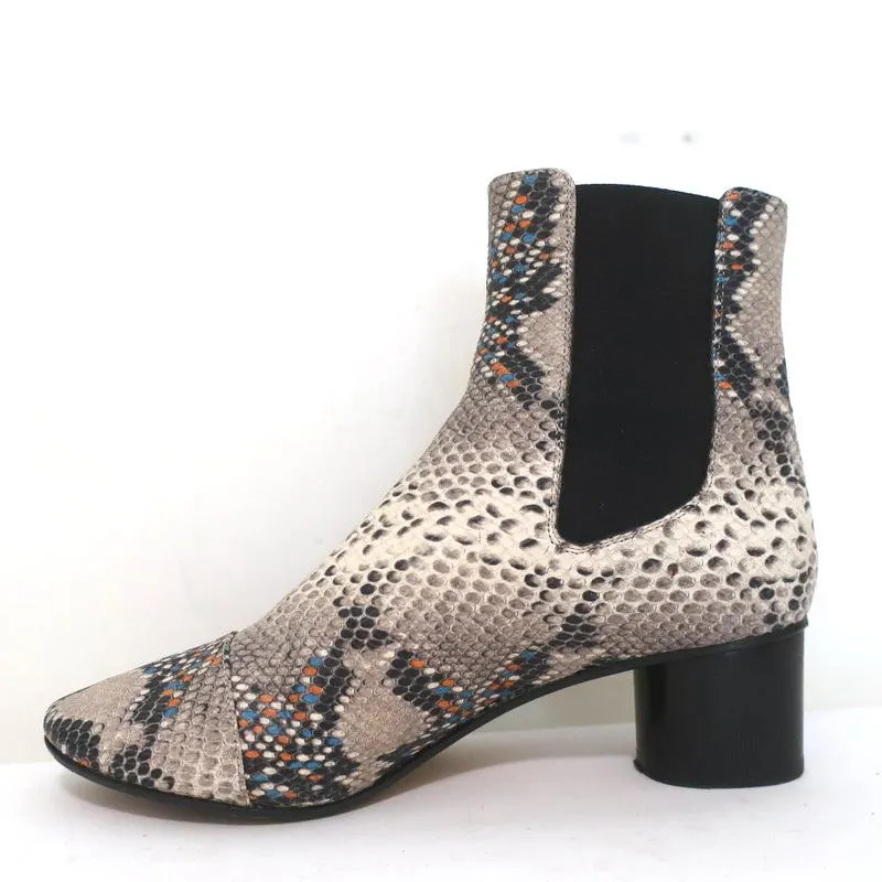 Isabel Marant Chelsea Stiefel Danelya Creme Schlangenleder-Print Größe 39