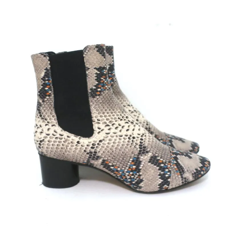 Isabel Marant Chelsea Stiefel Danelya Creme Schlangenleder-Print Größe 39