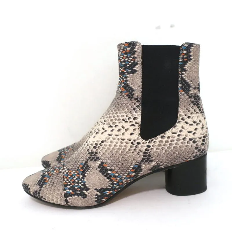 Isabel Marant Chelsea Stiefel Danelya Creme Schlangenleder-Print Größe 39