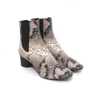 Isabel Marant Chelsea Stiefel Danelya Creme Schlangenleder-Print Größe 39