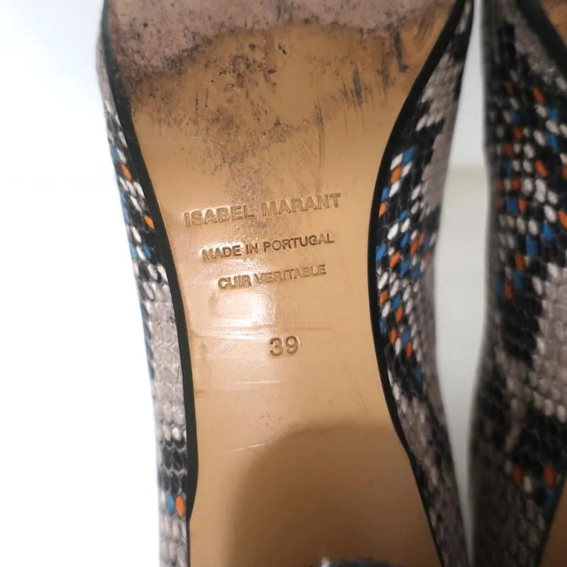 Isabel Marant Chelsea Stiefel Danelya Creme Schlangenleder-Print Größe 39