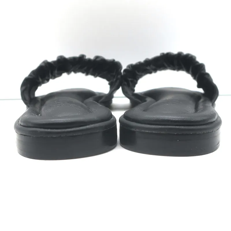 J.Crew Menorca Flache Riemchensandalen mit Gummiband aus schwarzem Leder, Größe 9, NEU