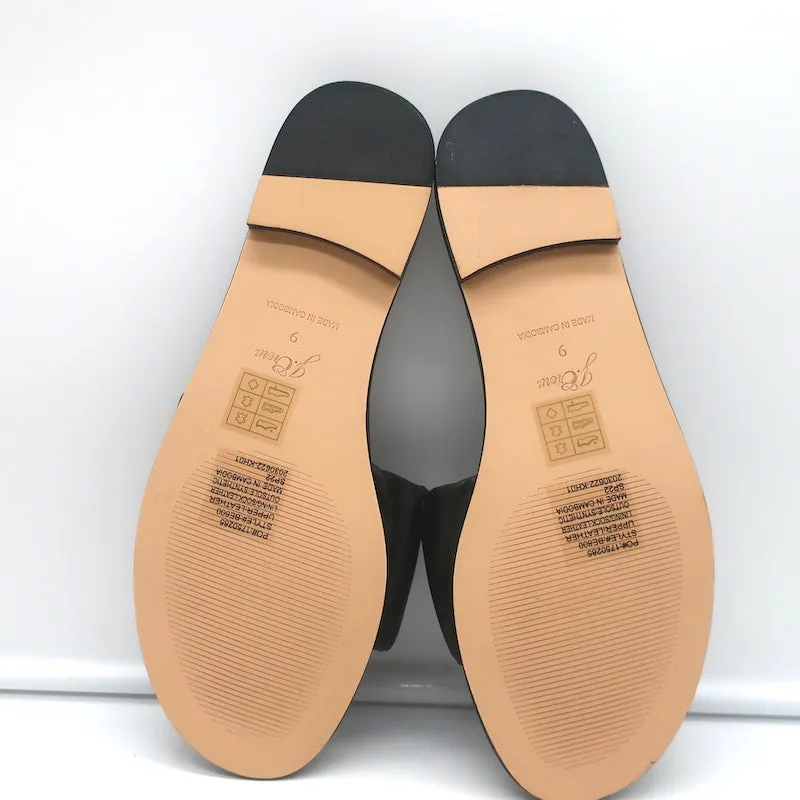 J.Crew Menorca Flache Riemchensandalen mit Gummiband aus schwarzem Leder, Größe 9, NEU