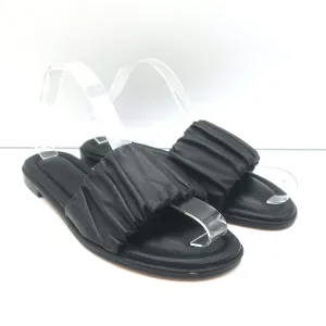 J.Crew Menorca Flache Riemchensandalen mit Gummiband aus schwarzem Leder, Größe 9, NEU