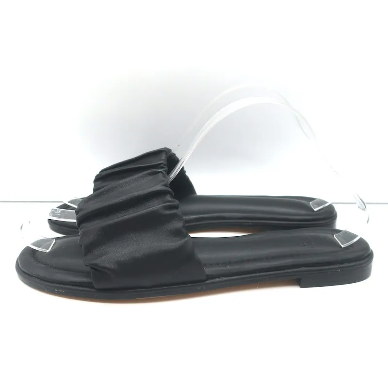 J.Crew Menorca Flache Riemchensandalen mit Gummiband aus schwarzem Leder, Größe 9, NEU