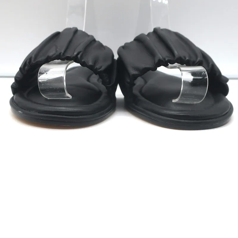 J.Crew Menorca Flache Riemchensandalen mit Gummiband aus schwarzem Leder, Größe 9, NEU