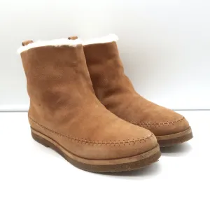 Jenni Kayne Shearling Mokassin Stiefel Braun Wildleder Größe 37 Flache Knöchelstiefel