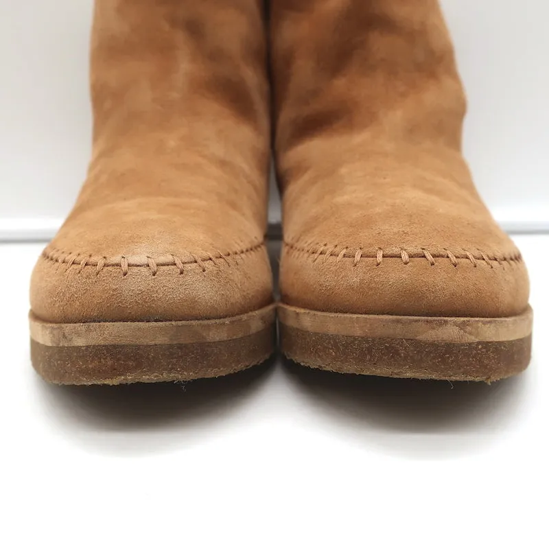 Jenni Kayne Shearling Mokassin Stiefel Braun Wildleder Größe 37 Flache Knöchelstiefel