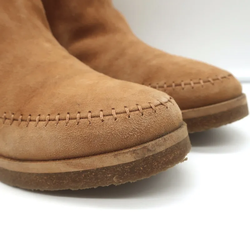 Jenni Kayne Shearling Mokassin Stiefel Braun Wildleder Größe 37 Flache Knöchelstiefel