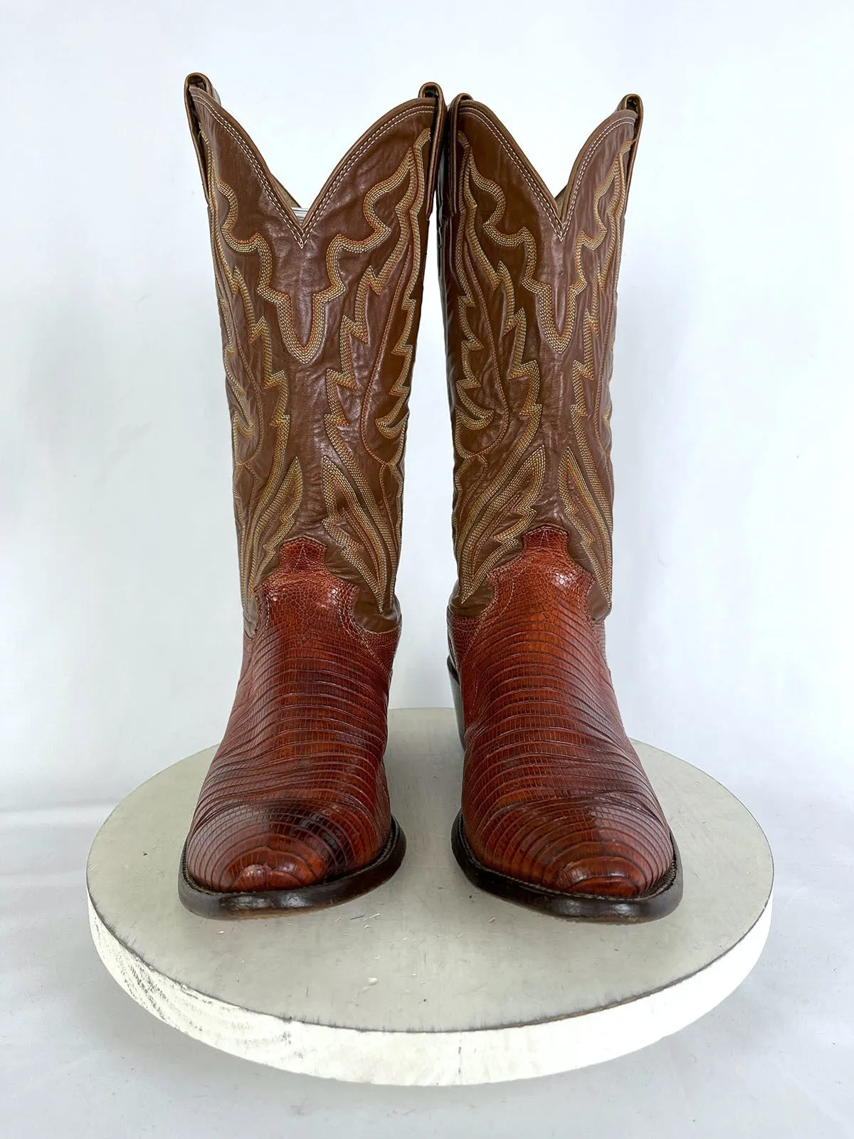 Justin Größe (M) 8,5 / (D)10 Verbranntes Orange & Braune Cowboystiefel