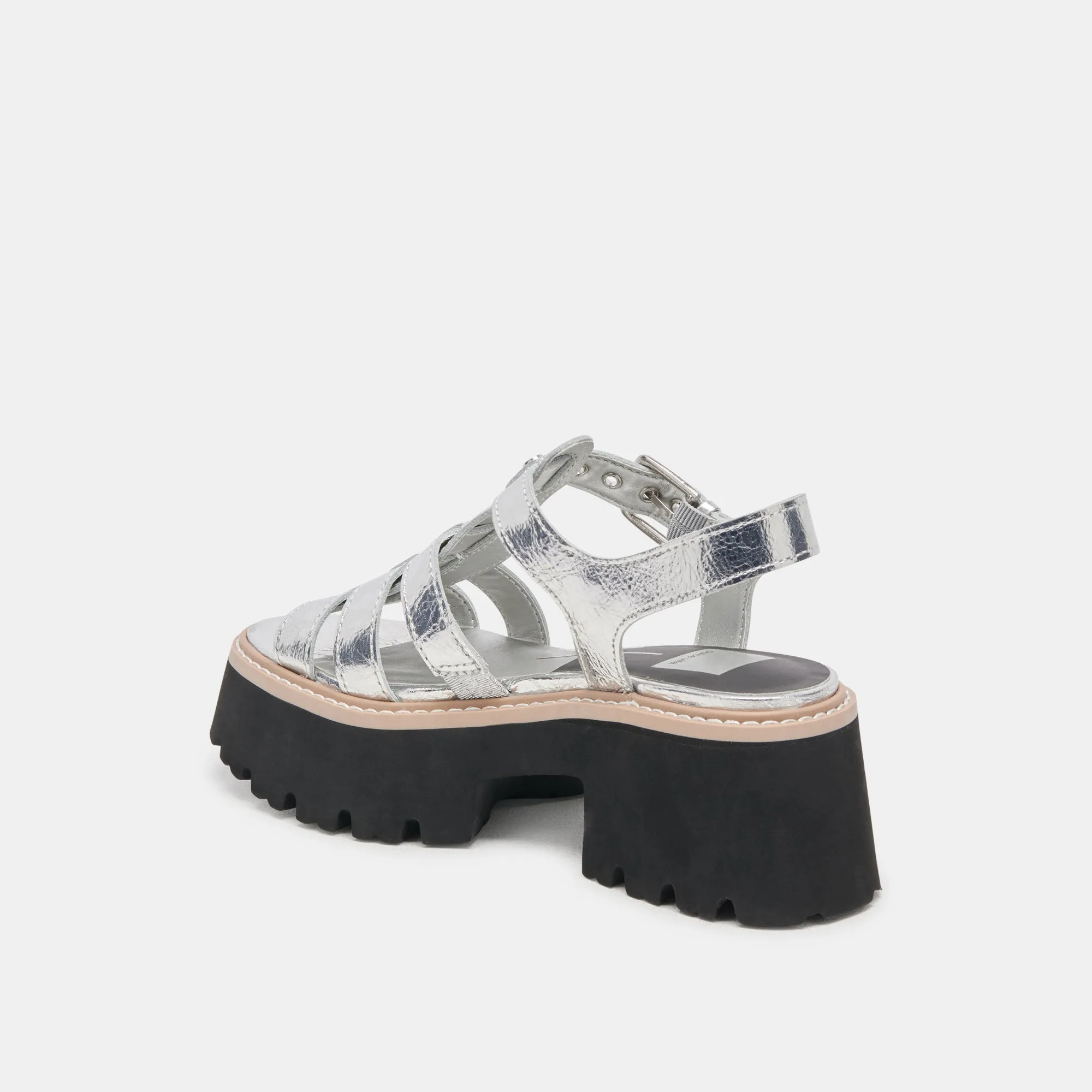 LATICE SANDALETTEN SILBER ANTIKE LEDER