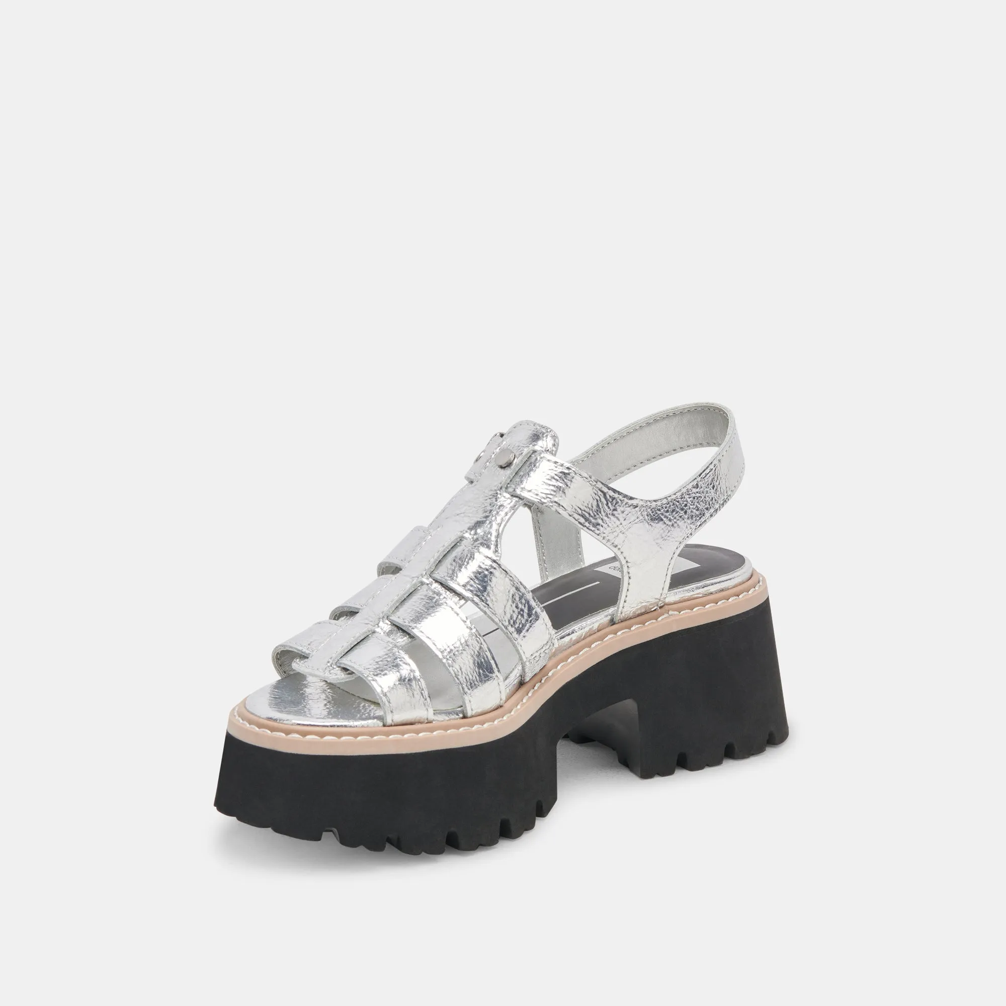 LATICE SANDALETTEN SILBER ANTIKE LEDER
