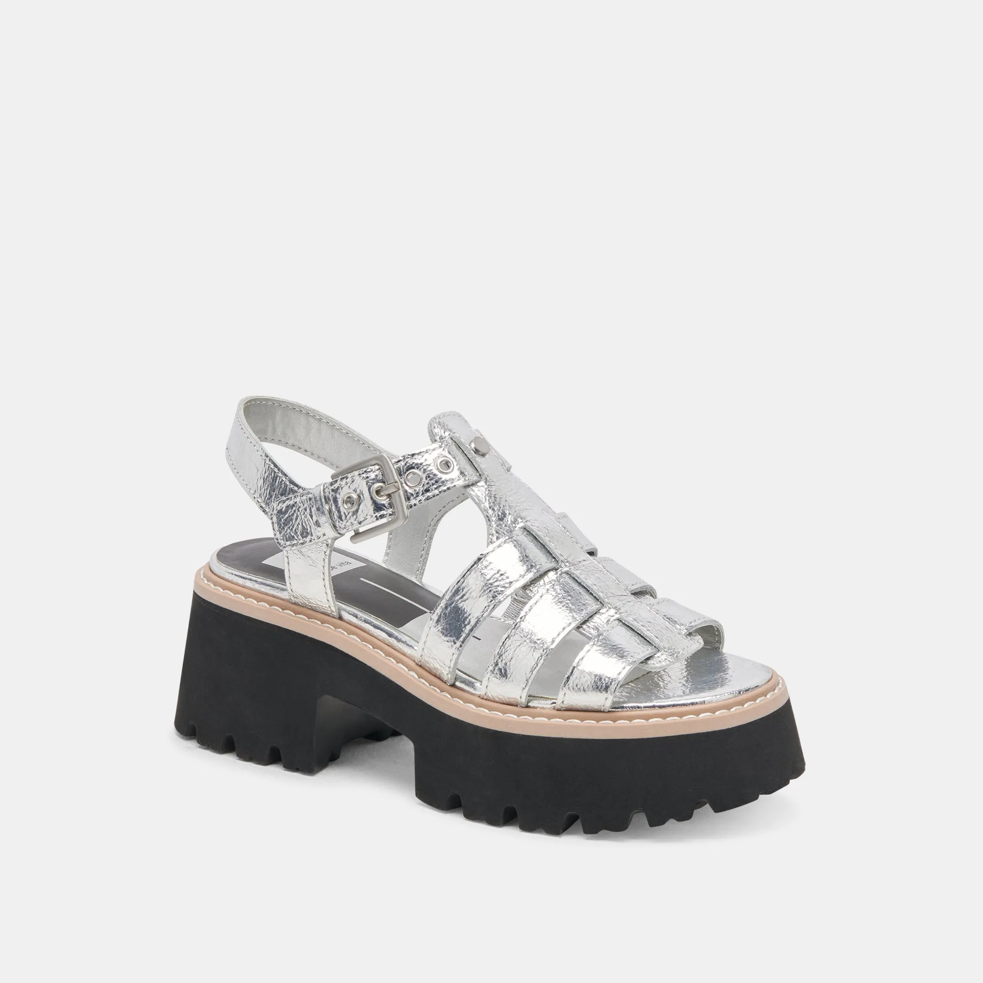 LATICE SANDALETTEN SILBER ANTIKE LEDER