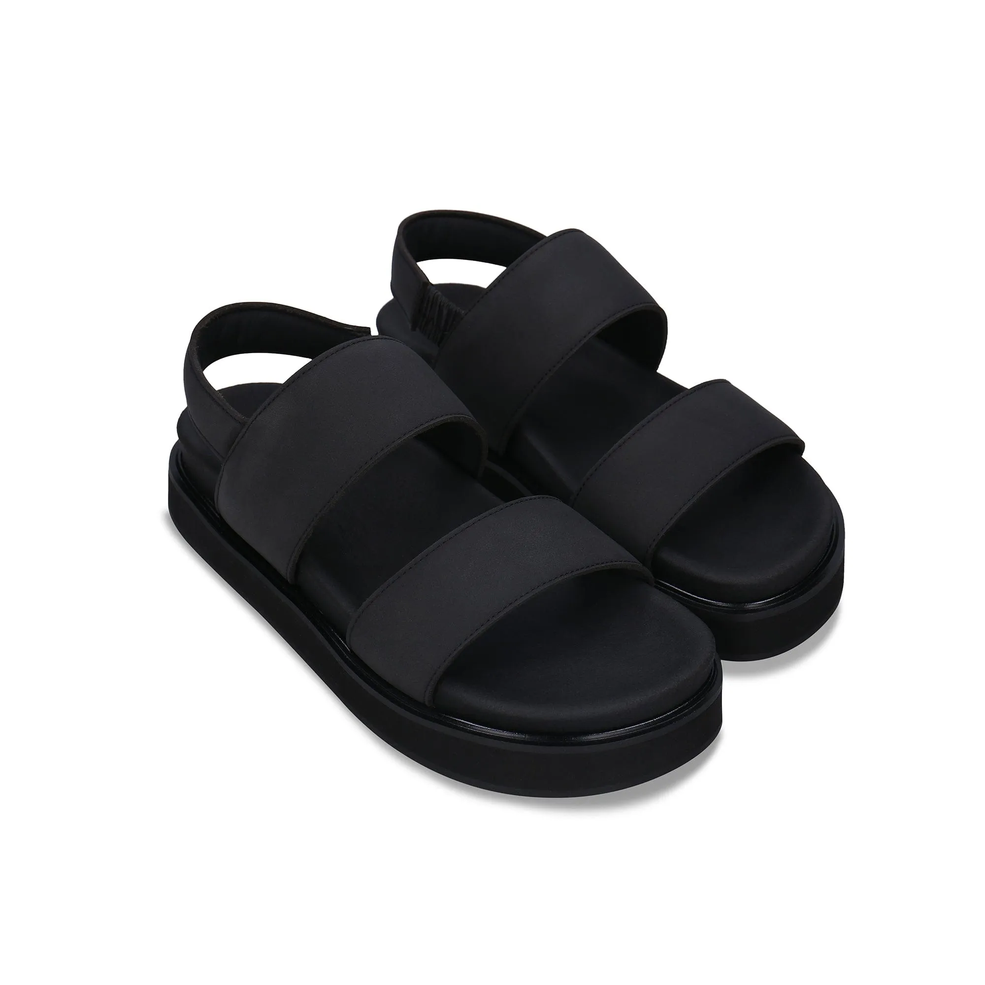 Lau Unisex vegane Mikrofaser Plateausandalen | Schwarz