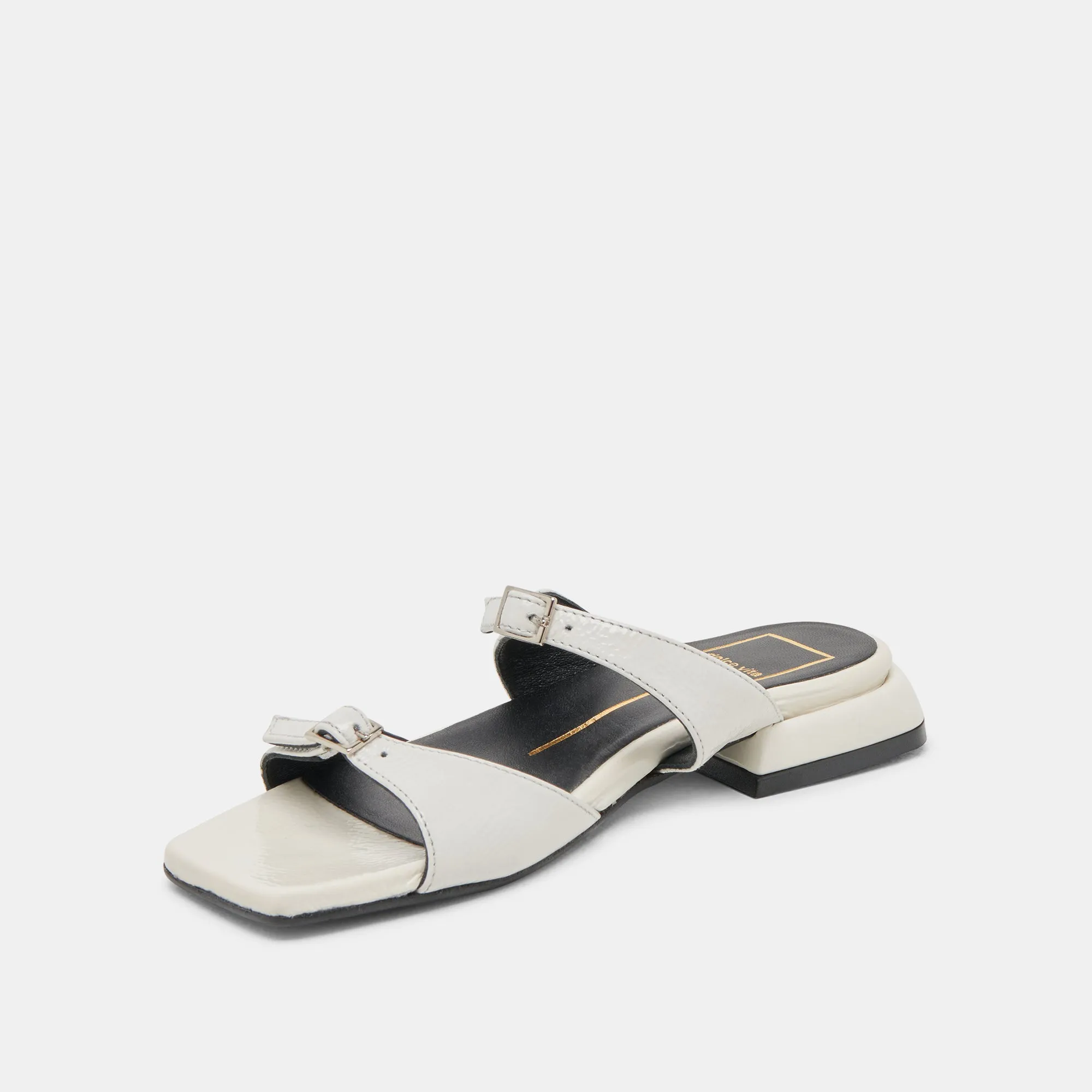 LAVERN SANDALEN OFF WHITE CRINKLE PATENT