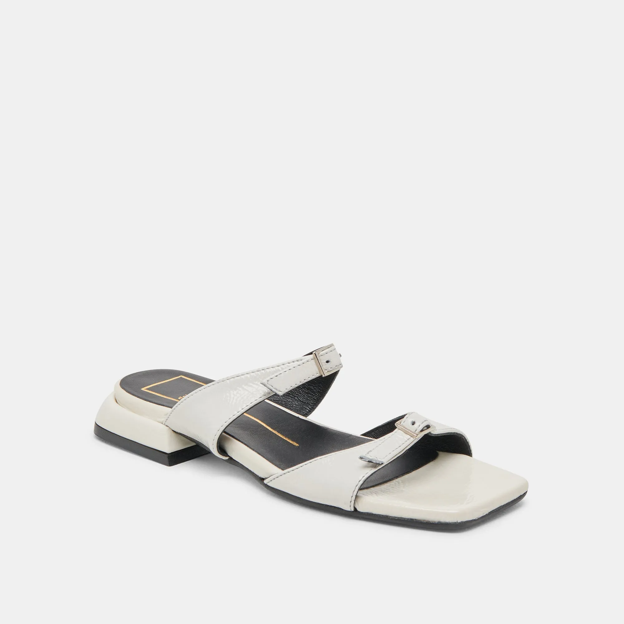 LAVERN SANDALEN OFF WHITE CRINKLE PATENT