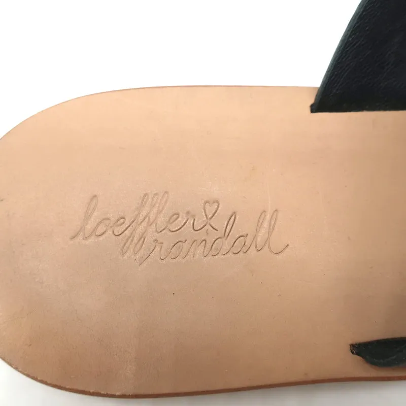 Loeffler Randall Pom Pom Tanga Sandalen Sosie Schwarz Leder Größe 7.5