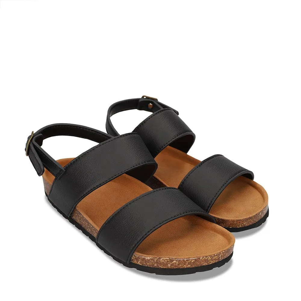 Mak Unisex Vegane Apfel-Leder Sandalen | Schwarz