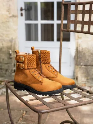 Mirage Vegan Wildleder Geflochtene Knöchelstiefel | Haselnuss