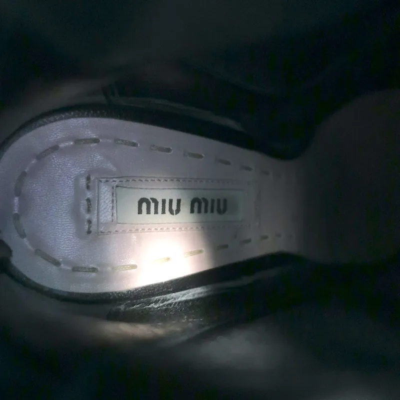 Miu Miu Plateau-Stiefeletten Schwarz Leder Größe 36.5