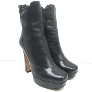 Miu Miu Plateau-Stiefeletten Schwarz Leder Größe 36.5