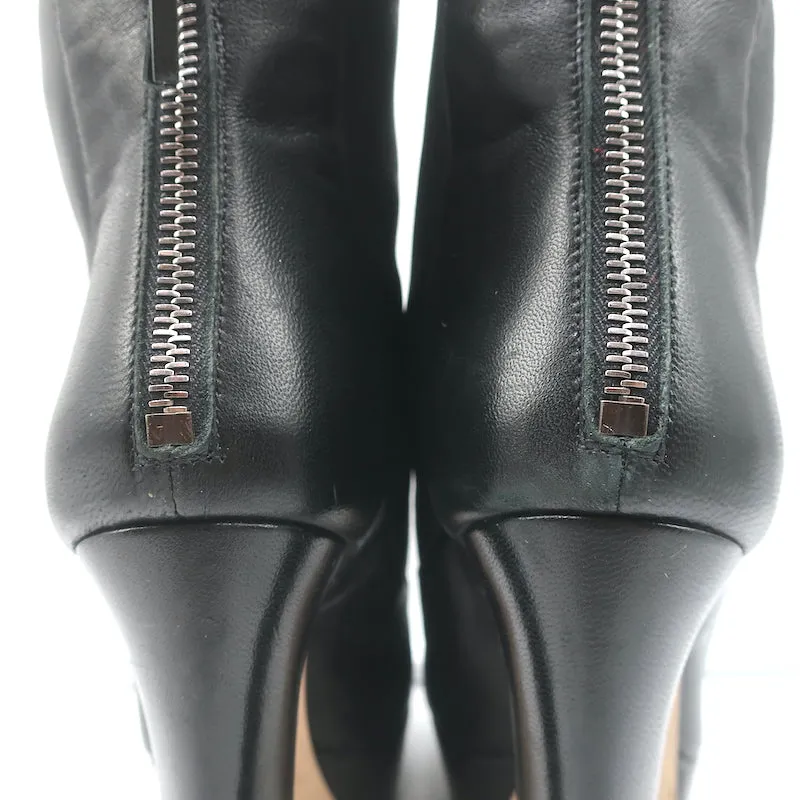 Miu Miu Plateau-Stiefeletten Schwarz Leder Größe 36.5