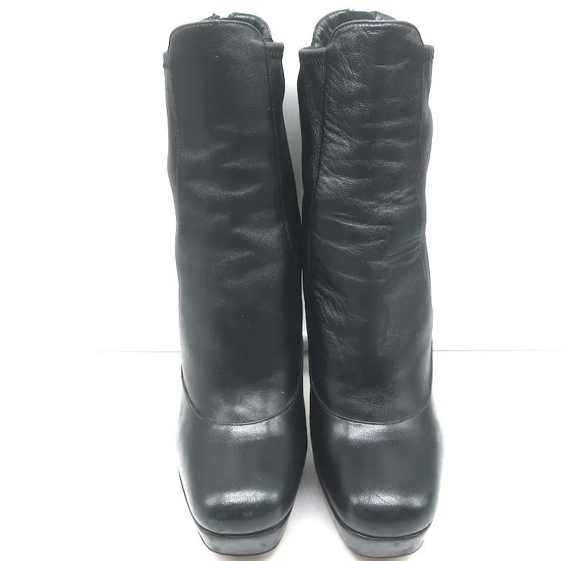 Miu Miu Plateau-Stiefeletten Schwarz Leder Größe 36.5