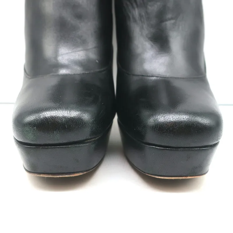 Miu Miu Plateau-Stiefeletten Schwarz Leder Größe 36.5