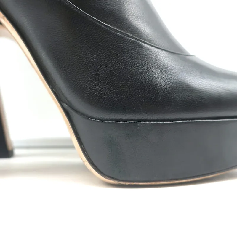 Miu Miu Plateau-Stiefeletten Schwarz Leder Größe 36.5